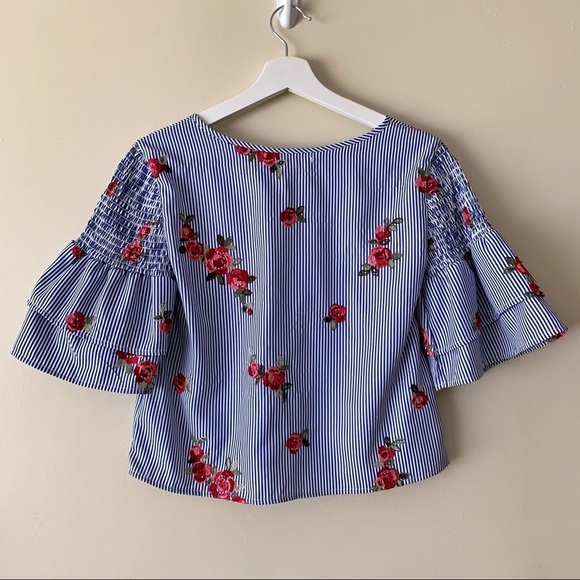 Cropped Blouse with Floral Embroidery - Picture 6 of 7